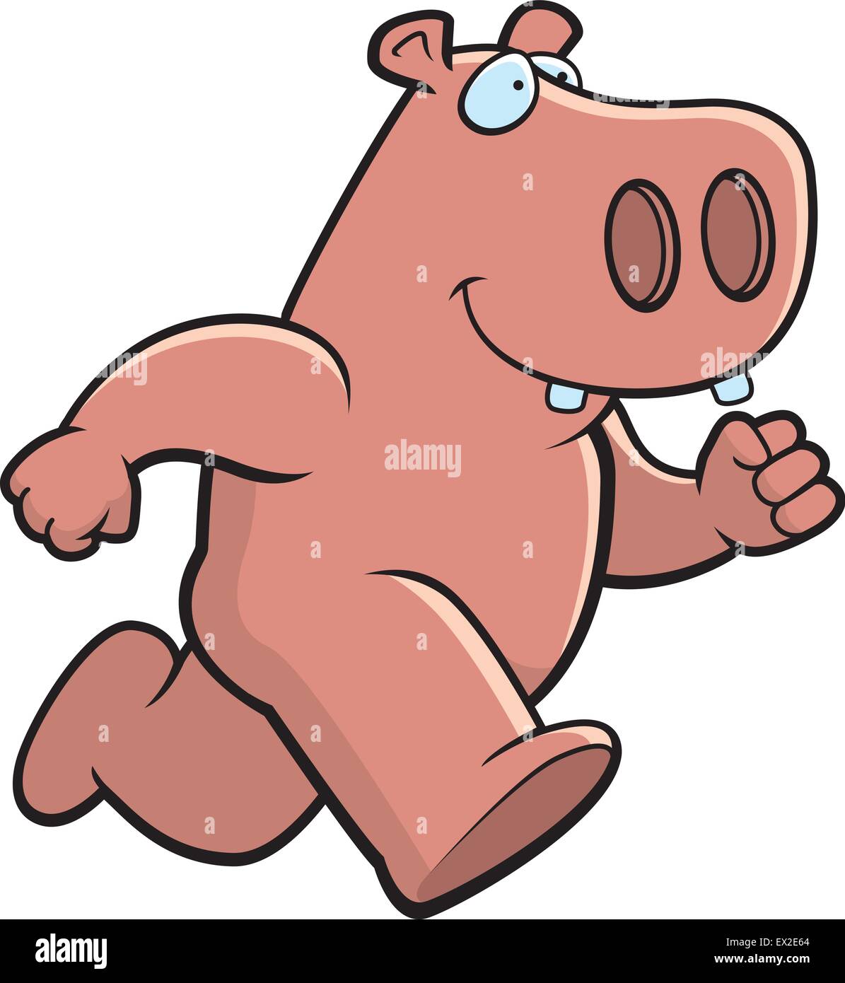 Un dessin animé happy hippo tournant et souriant. Illustration de Vecteur