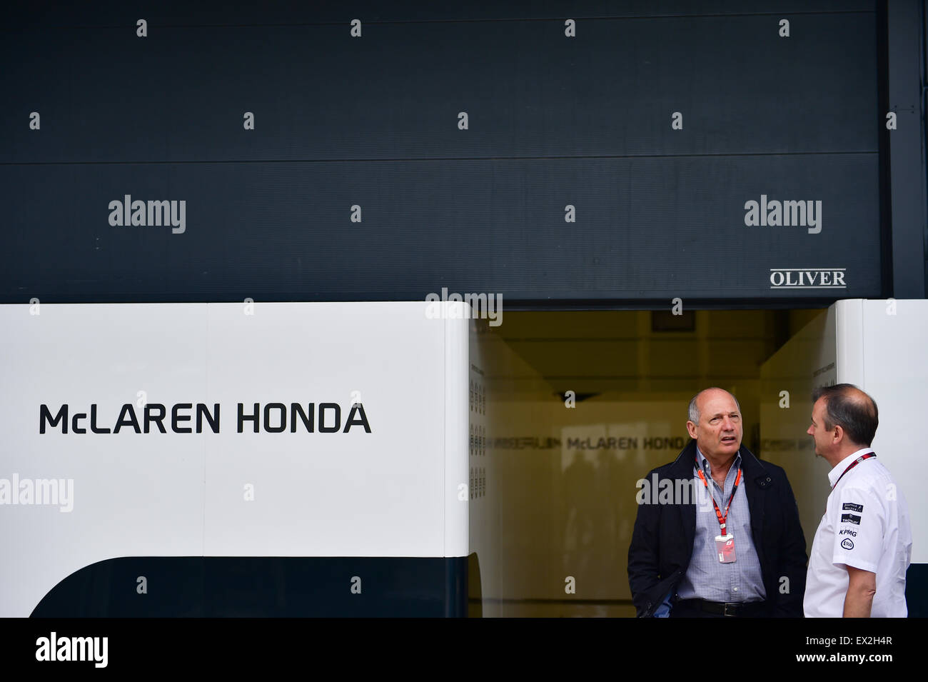 Silverstone, UK. 5 juillet, 2015. Ron Dennis, McLaren Honda F1 Team, patron du British Grand Prix de F1, Silverstone, Angleterre. Crédit : Kevin Bennett/Alamy Live News Banque D'Images