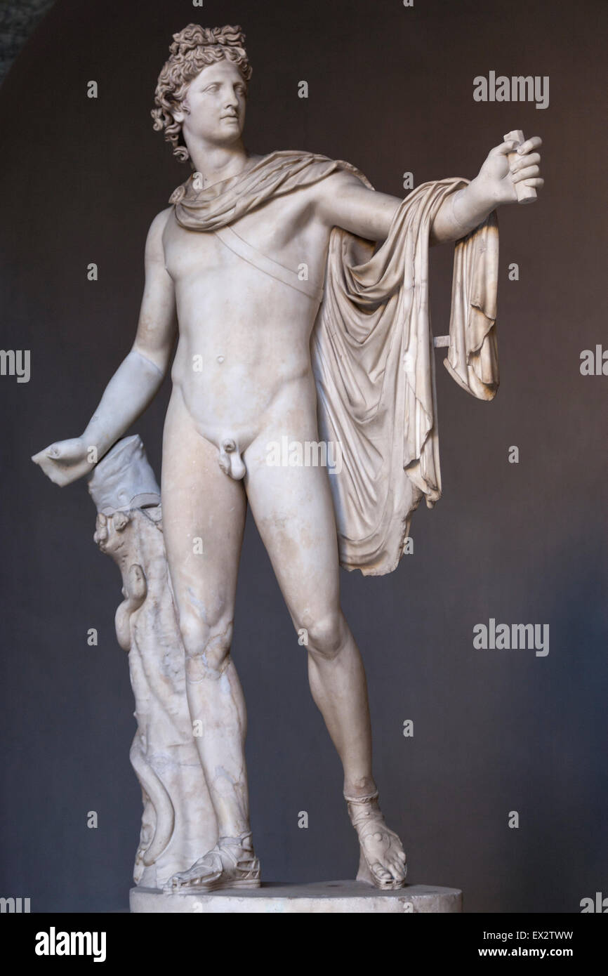 Apollo del Belvedere, Musée Pio-Clementino, Musées du Vatican, Musées du Vatican, Vatican. Banque D'Images