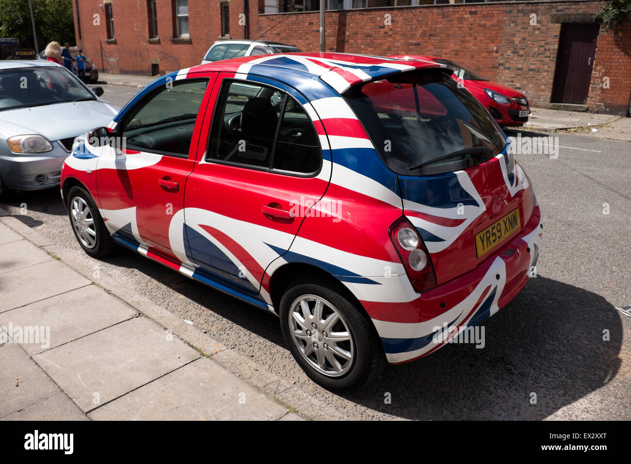 Union Jack Flag Bright Bold Voiture Fun English Banque D'Images