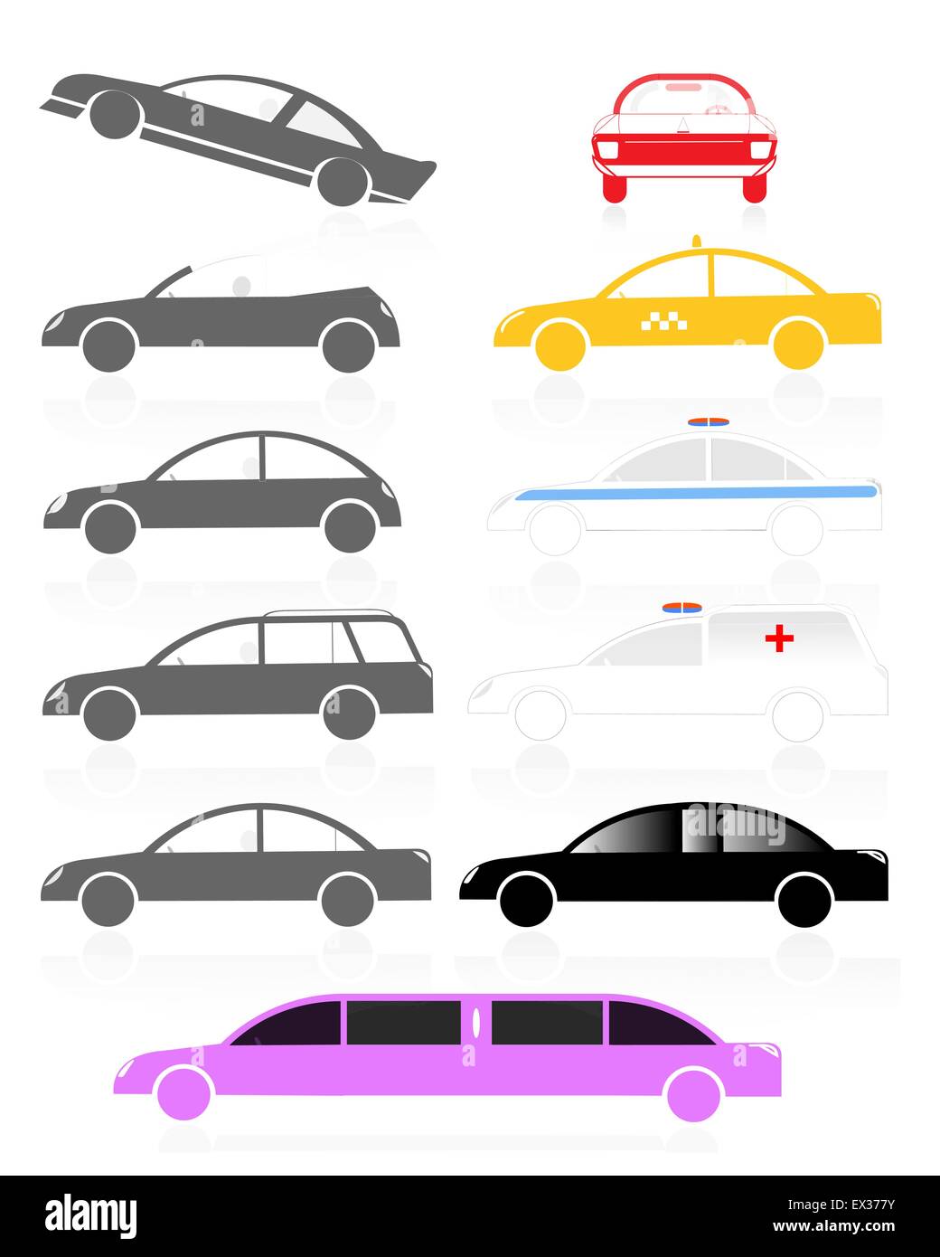 Les voitures particulières et de voyageurs Illustration de Vecteur