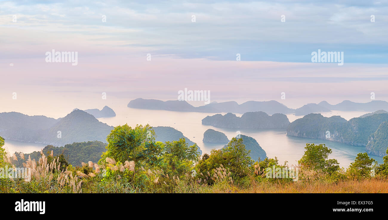 Panorama vue de la Baie d'Halong Banque D'Images