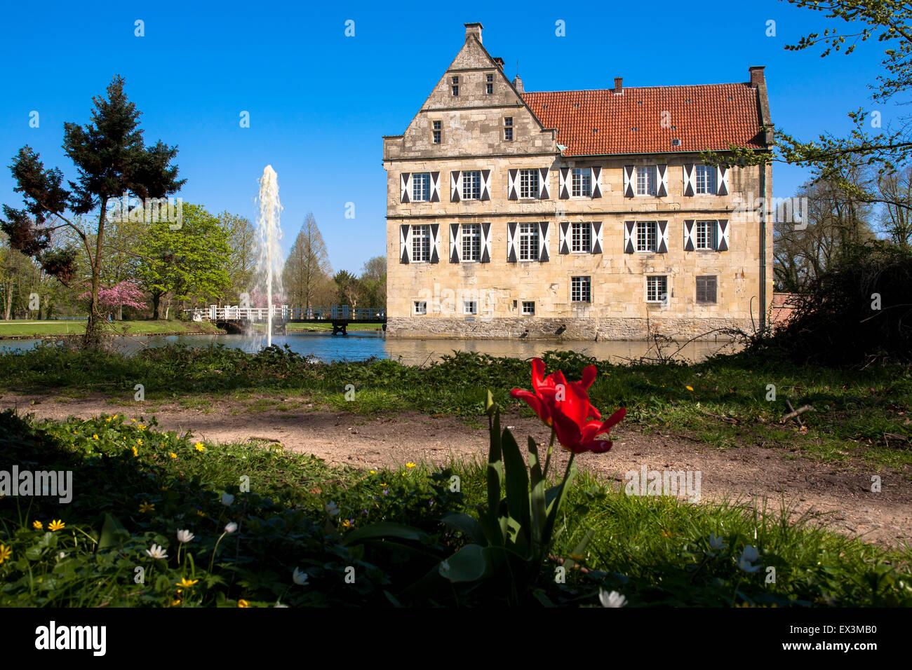 DEU, l'Allemagne, en Rhénanie du Nord-Westphalie, région de Münster, château à douves Huelshoff dans Havixbeck [Lieu de naissance de la poétesse Annet Banque D'Images
