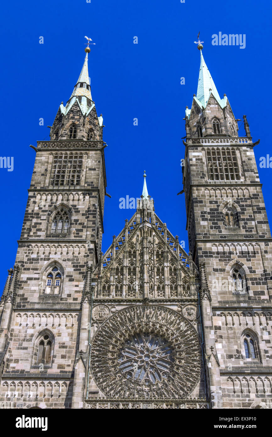 Église Lorenzkirche, Nuremberg, Middle Franconia, Bavaria, Germany, Europe Banque D'Images