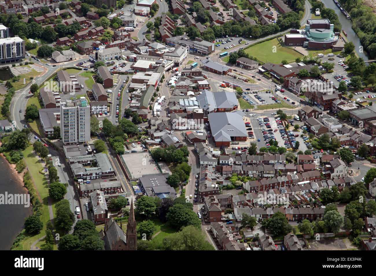 Vue aérienne de Runcorn Cheshire, Royaume-Uni Banque D'Images