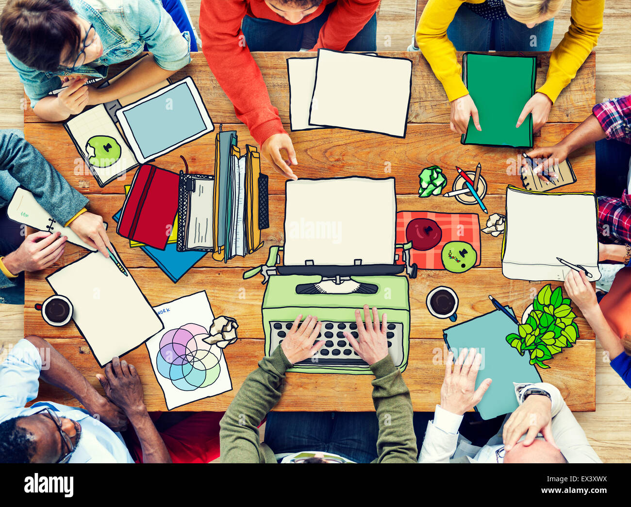 Les personnes travaillant dans une conférence et Photo Illustration Banque D'Images