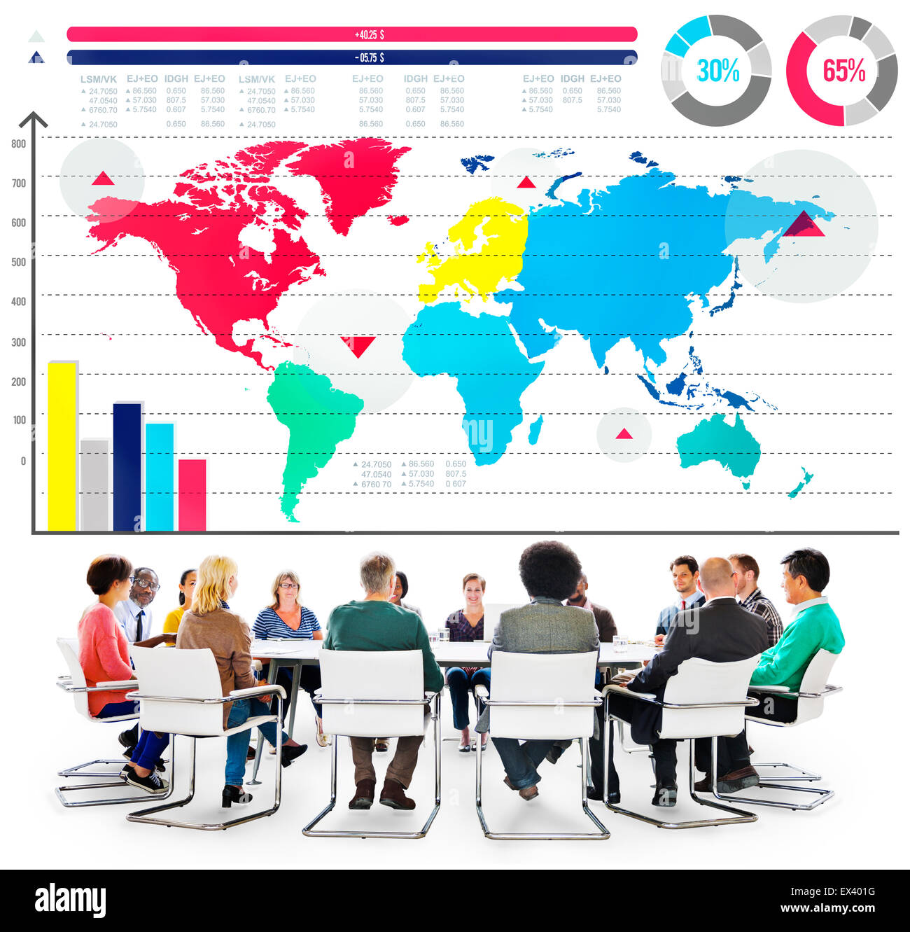 Global Business Graph Concept Map Monde Croissance Banque D'Images