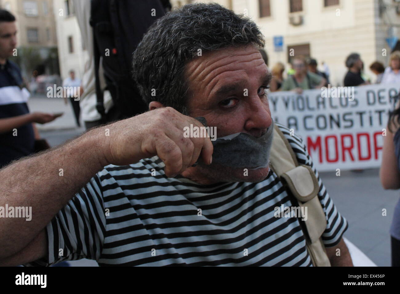 En Alicante Manifestación contra la Ley Mordaza Banque D'Images