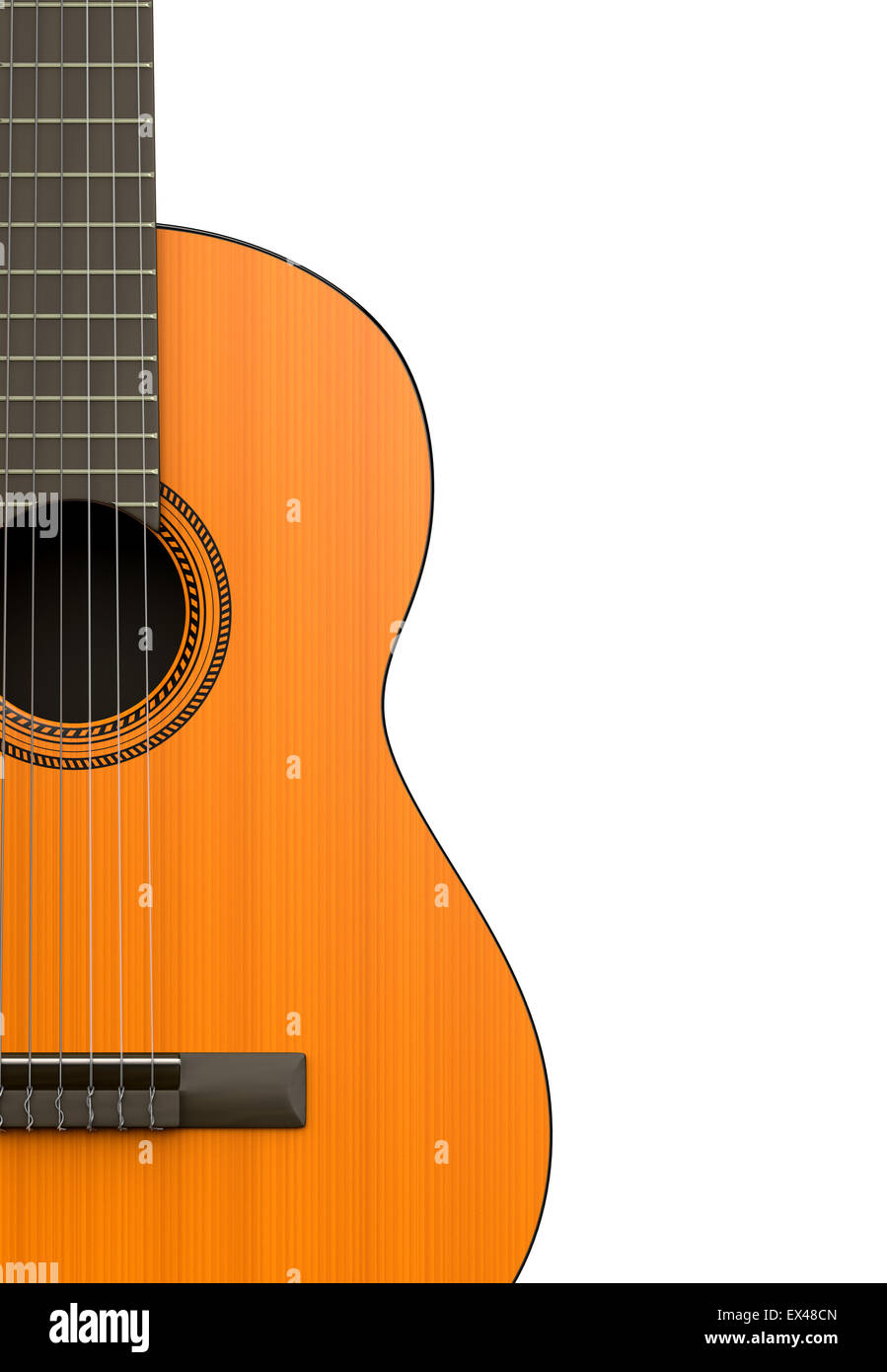 Corps de guitare classique Closeup on White Background Banque D'Images