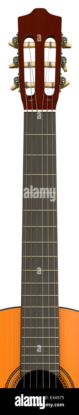 Manche de guitare classique Guitare sur fond blanc Banque D'Images