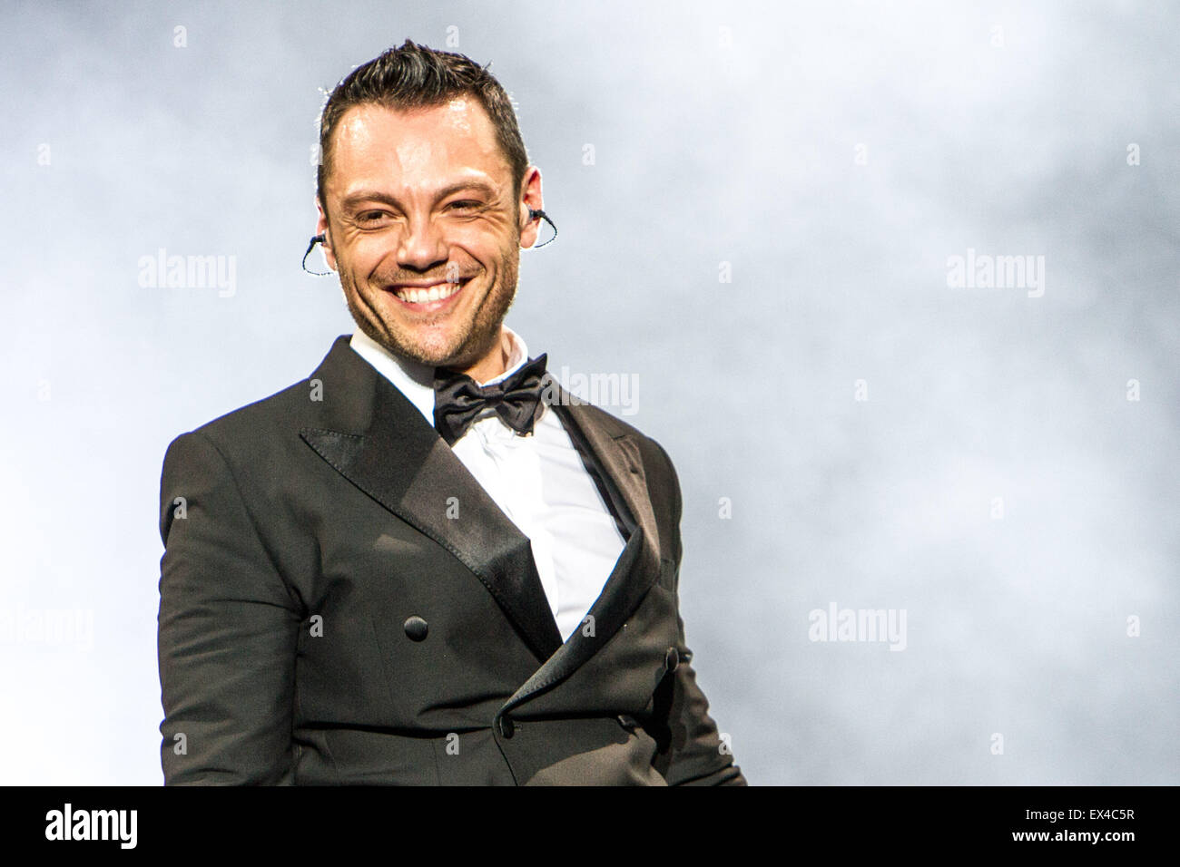 Tiziano Ferro effectue live au stade San Siro à Milan, Italie, le 5 juillet 2015 Banque D'Images