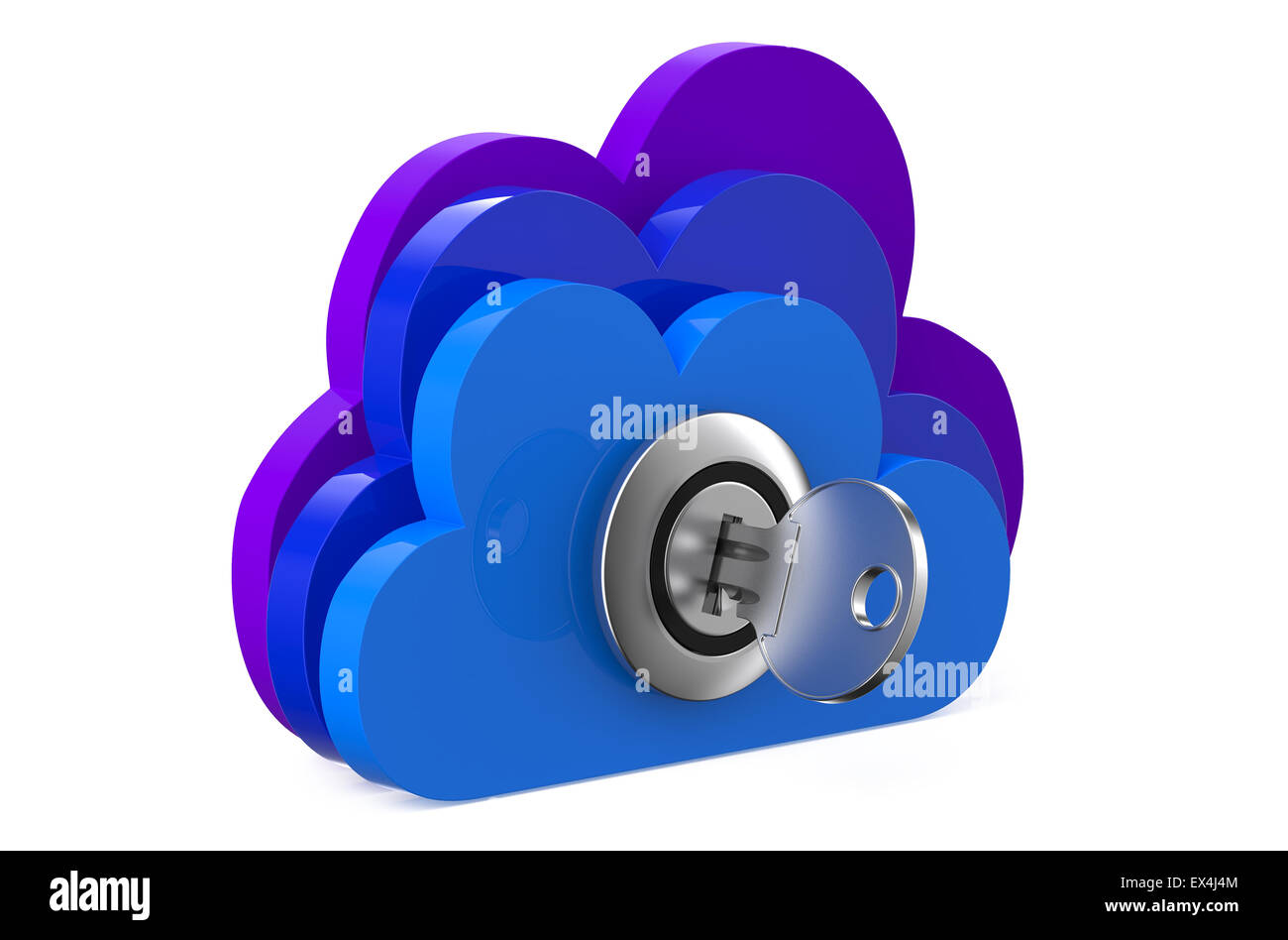 Cloud computing security concept isolé sur fond blanc Banque D'Images