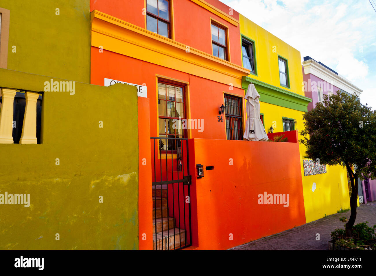 Maisons dans le Bo-Kaap, Cape Town Afrique du Sud Banque D'Images