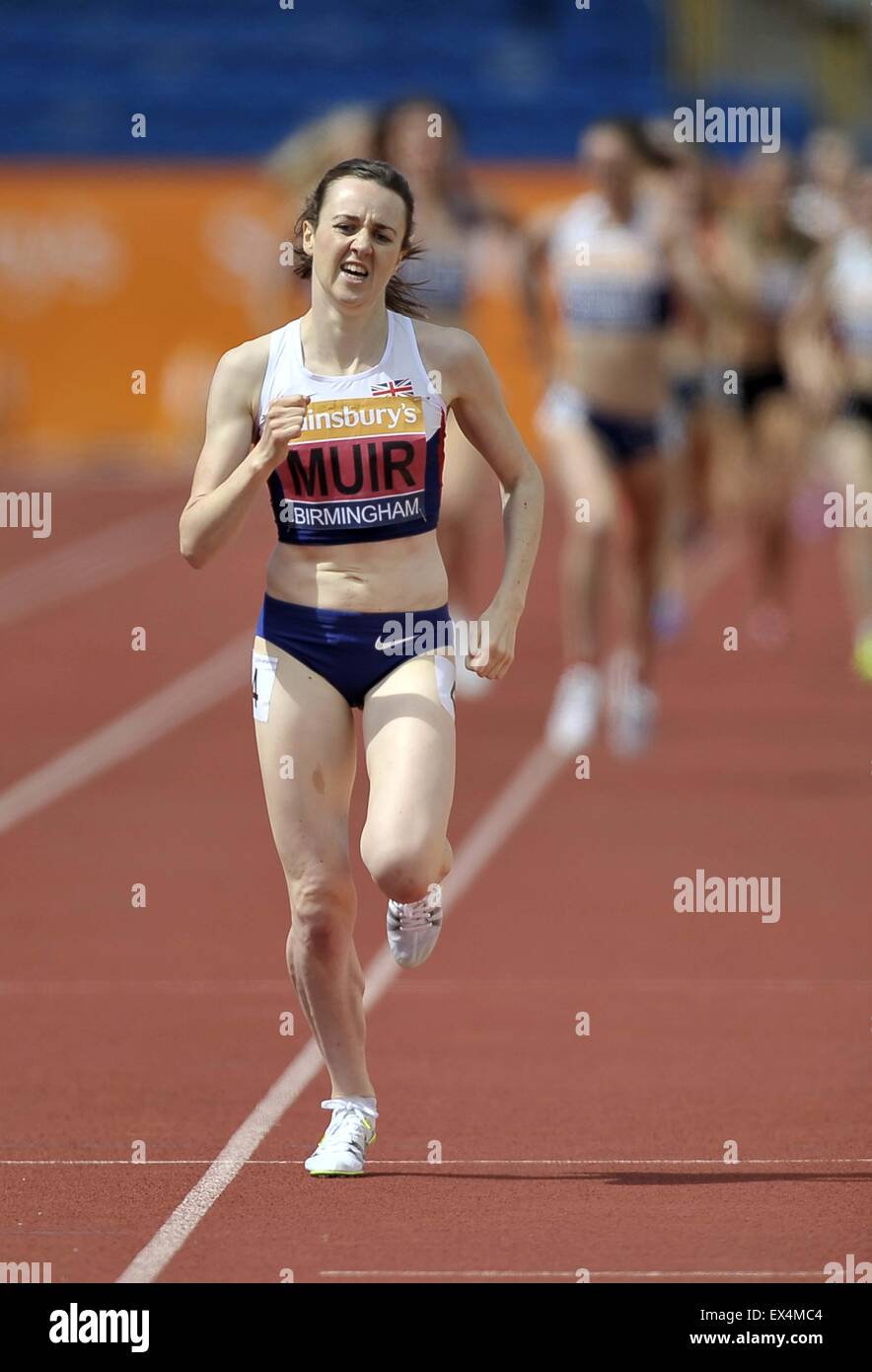 Laura Muir. 1500m femmes. Championnats d'athlétisme britannique. Alexander Stadium, Perry Barr, Birmingham, Angleterre, Royaume-Uni. 05/07/2015. Banque D'Images