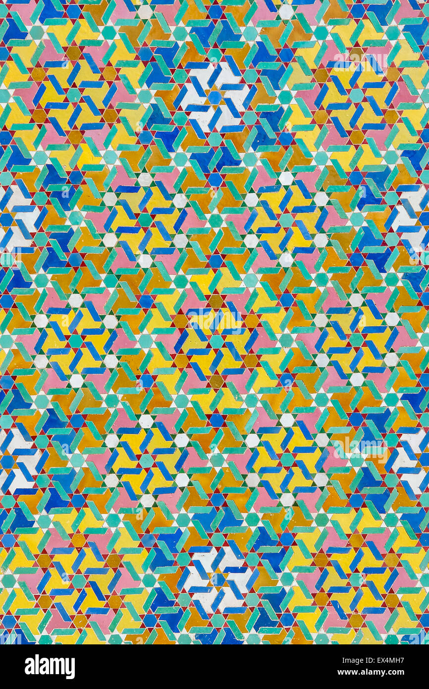 Carreaux de mosaïque traditionnelle à la Mosquée Hassan II à Casablanca, Maroc Banque D'Images
