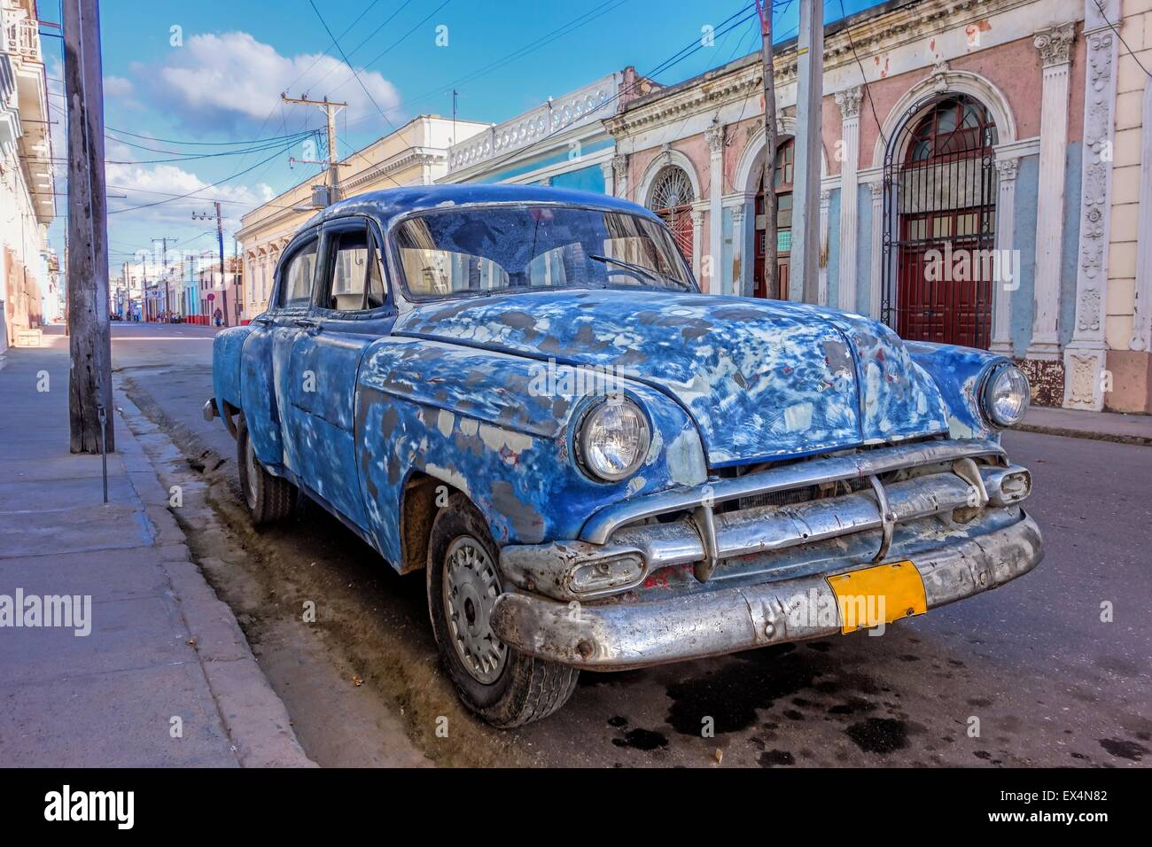 Vintage voiture cubaine à Cienfuegos, Cuba Banque D'Images