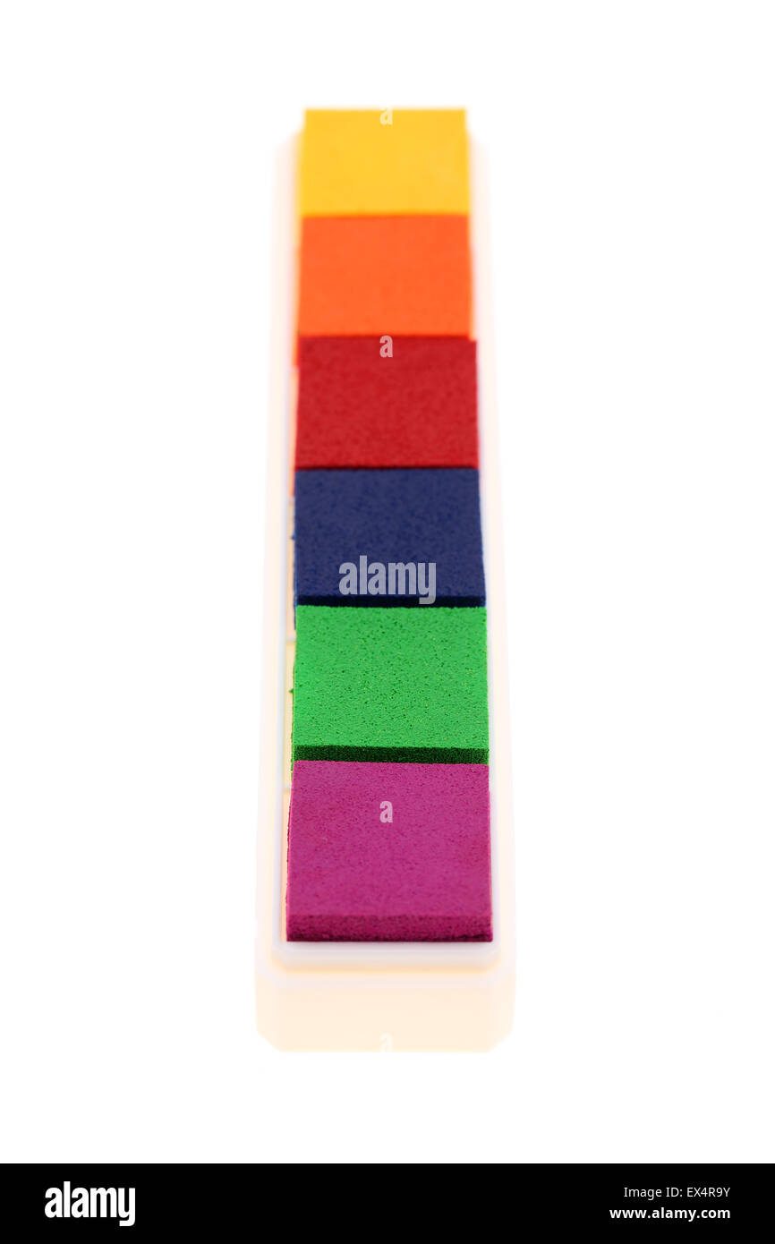 Set de tampon encreur isolé sur fond blanc Banque D'Images