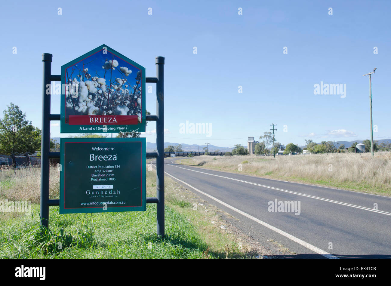 Le panneau de la commune de Breeza NSW Australie Banque D'Images