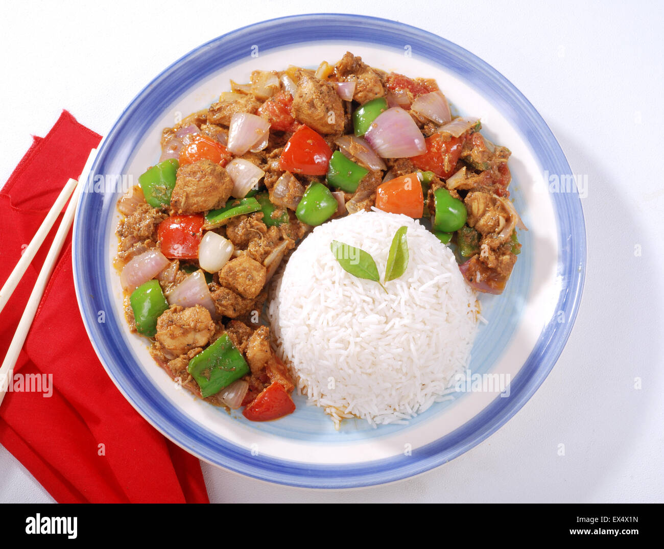 Jalfarezi poulet avec riz Banque D'Images