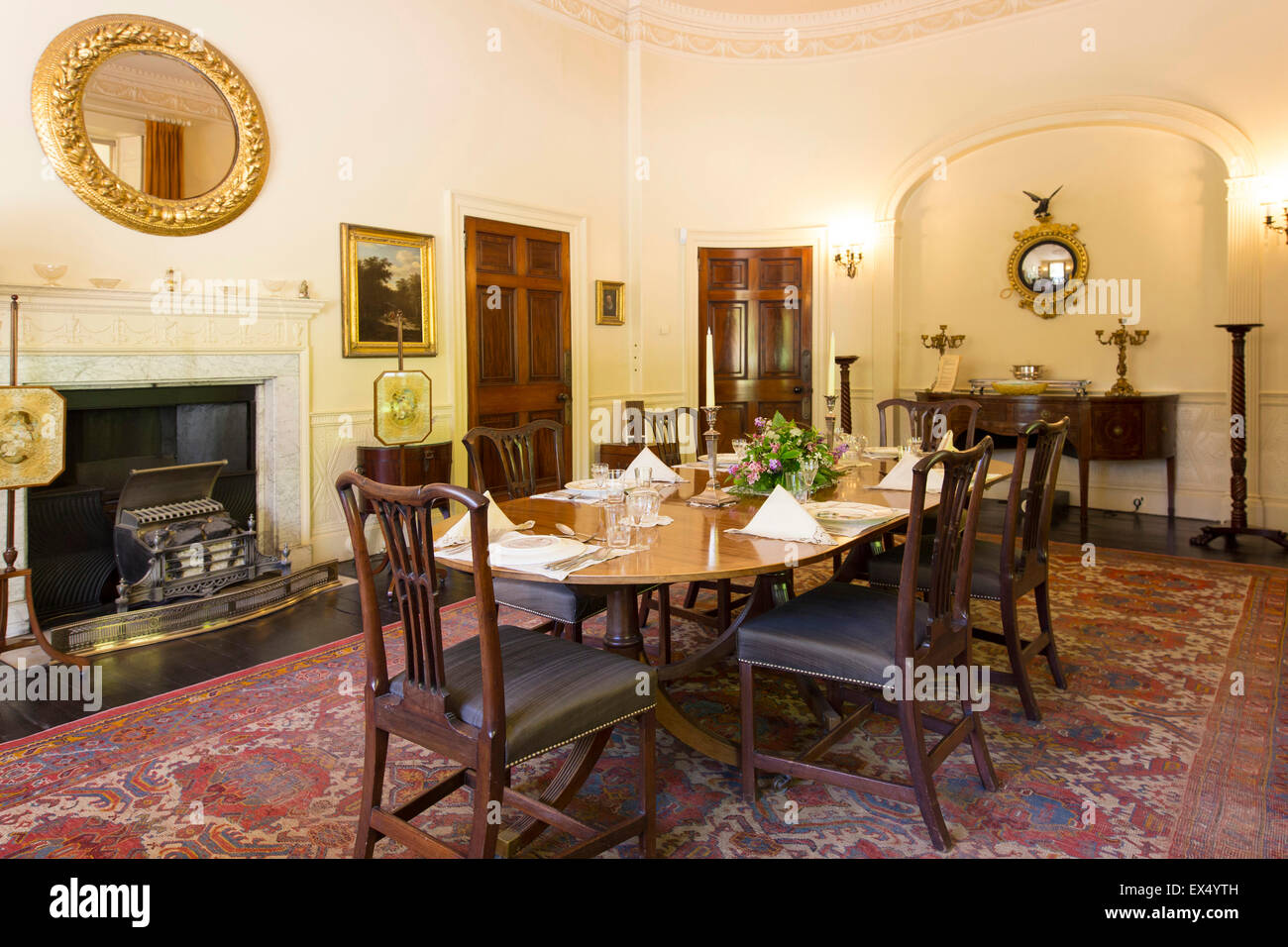 Salle à manger, Greenway House, Manoir de Agatha Christie, Greenway, Devon, dans le sud de l'Angleterre, Angleterre, Royaume-Uni Banque D'Images