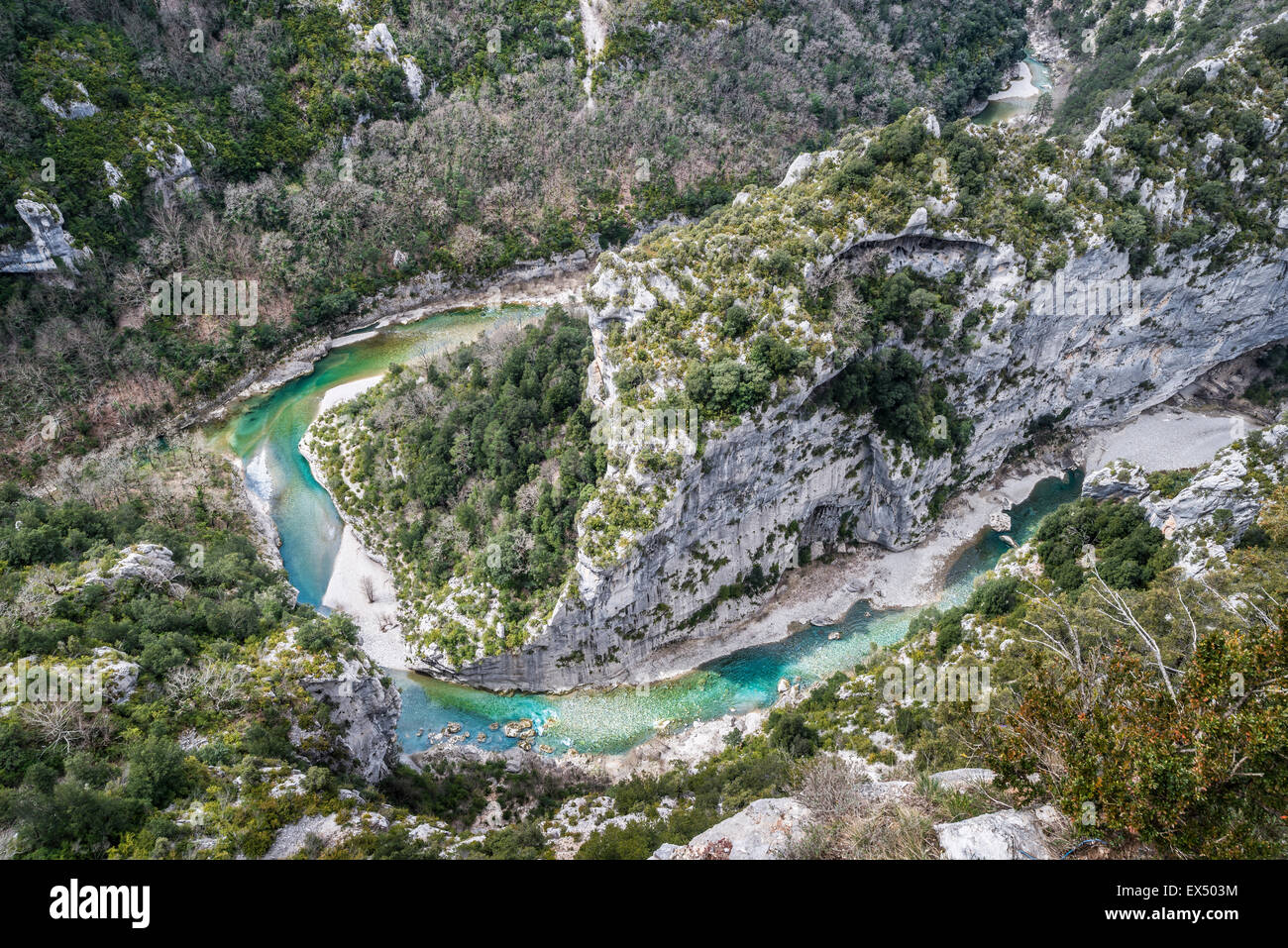 Verdon et les Gorges du Verdon ou Grand Canyon du Verdon, le Parc Naturel du Verdon, Aiguines, Provence-Alpes-Côte d'Azur, France Banque D'Images