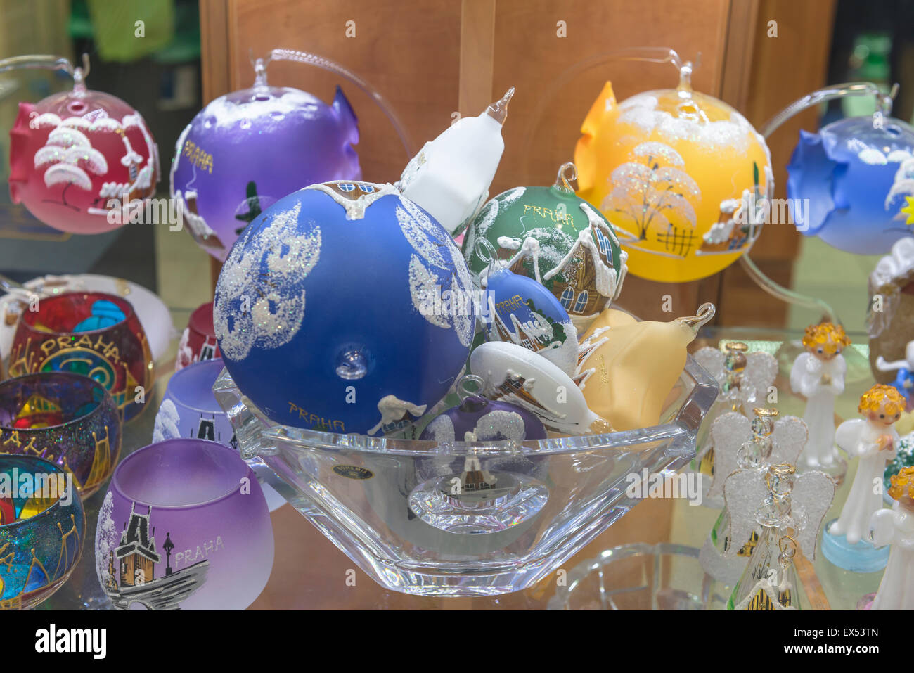 Verre de Prague, une exposition de verre cristal de Bohème dans le quartier Stare Mesto de Prague, République tchèque. Banque D'Images