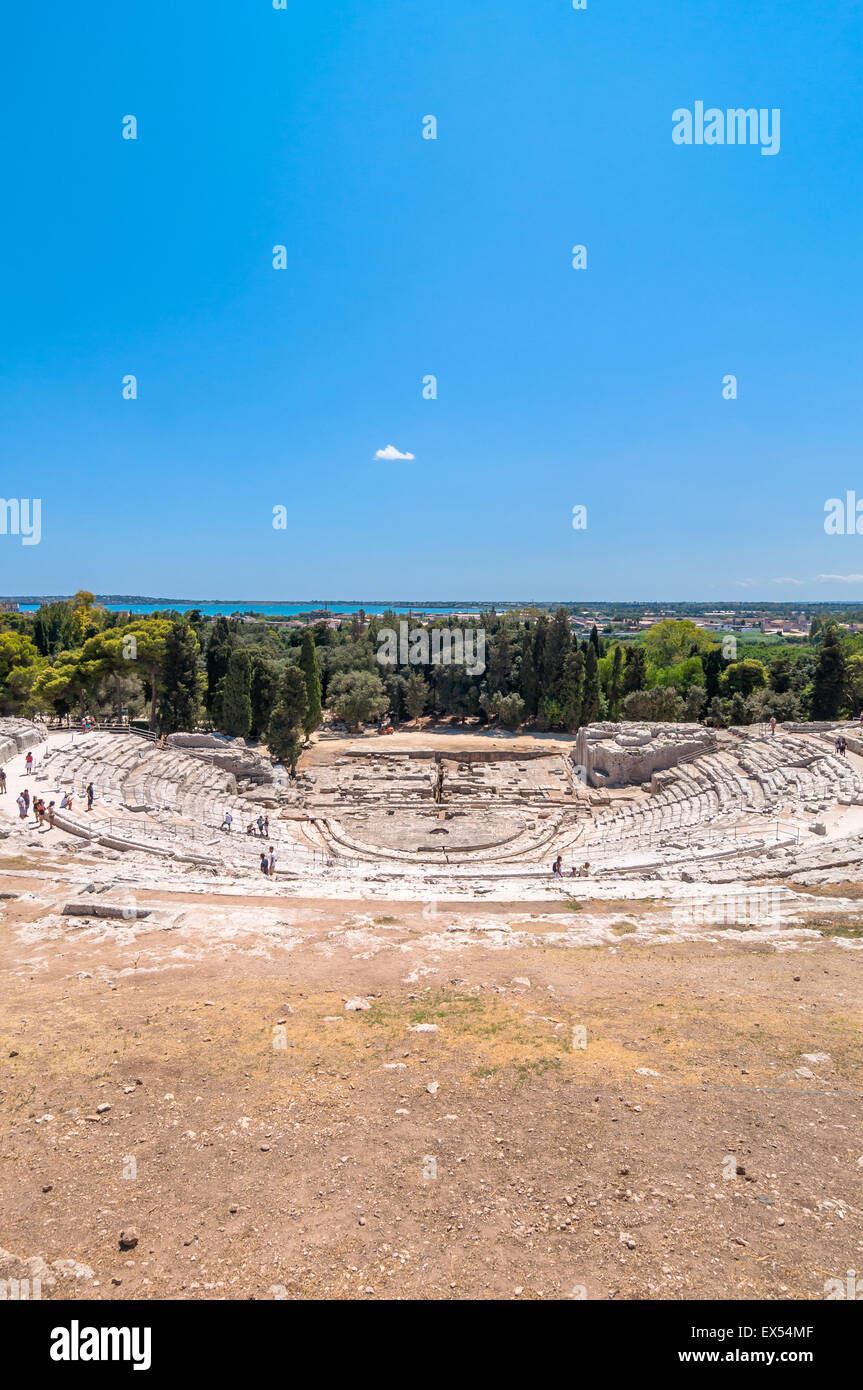 Théâtre grec antique de Syracuse, Sicile, Italie. Ce monument est dans la liste du patrimoine mondial de l'Unesco. Banque D'Images