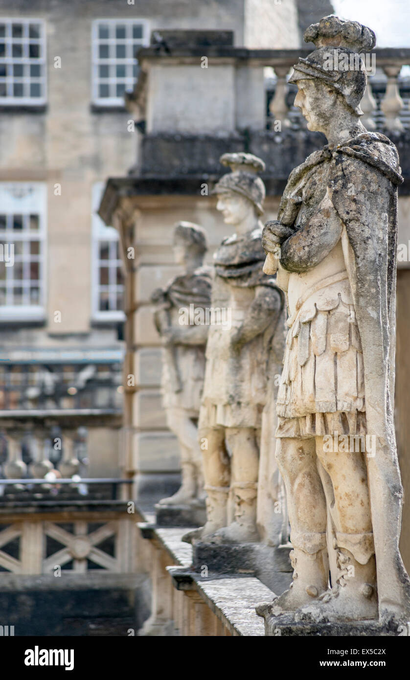 Sculpture d'Ostorius Scapula au complexe des thermes romains de Bath; Somerset; Angleterre Banque D'Images