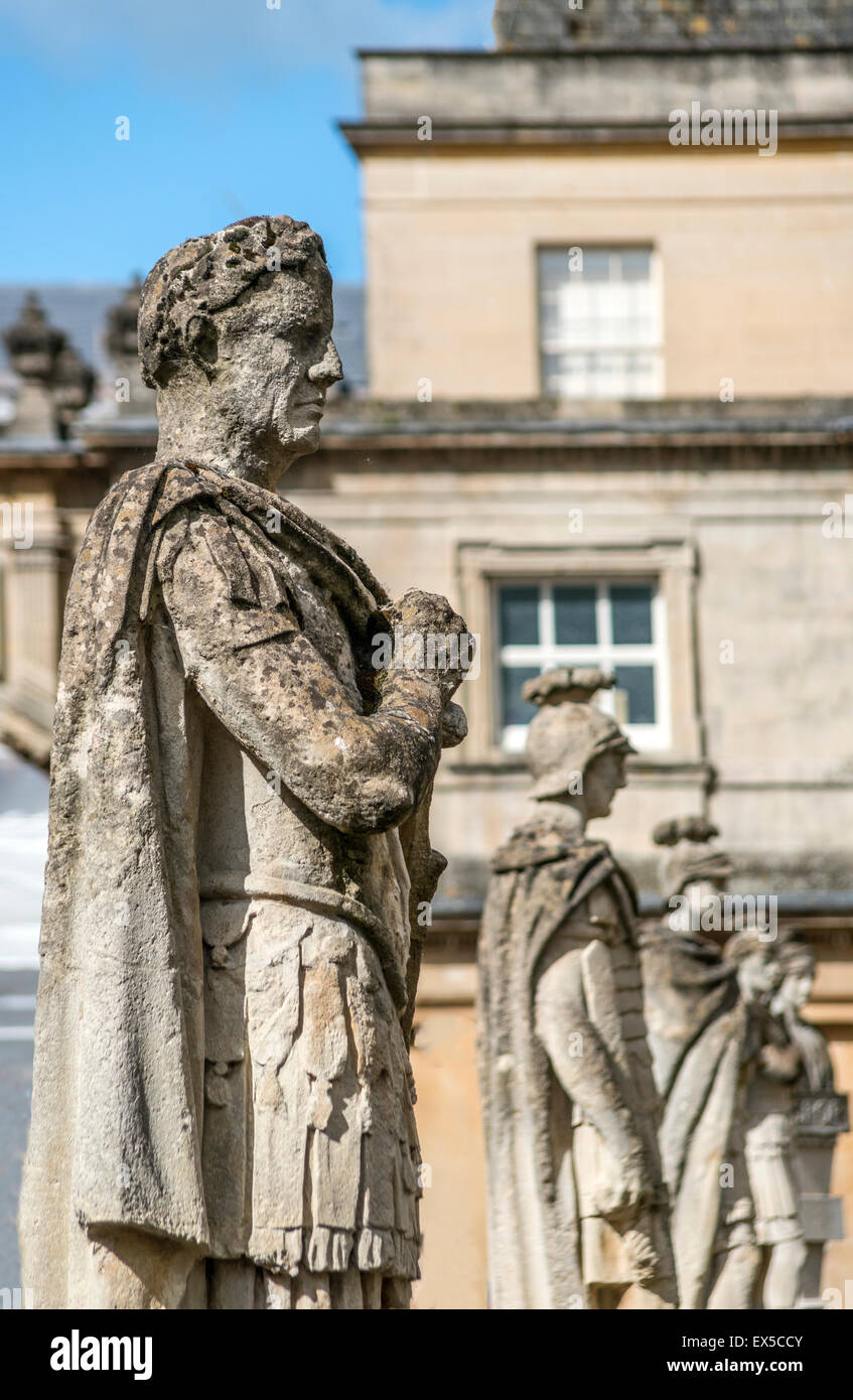Sculpture de l'empereur Vespasien au complexe des thermes romains de Bath; Somerset; Angleterre Banque D'Images