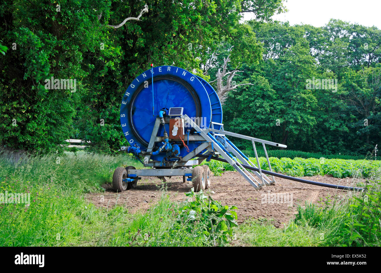 Matériel d'irrigation pour une utilisation par temps sec sur une ferme dans la campagne du Norfolk. Banque D'Images
