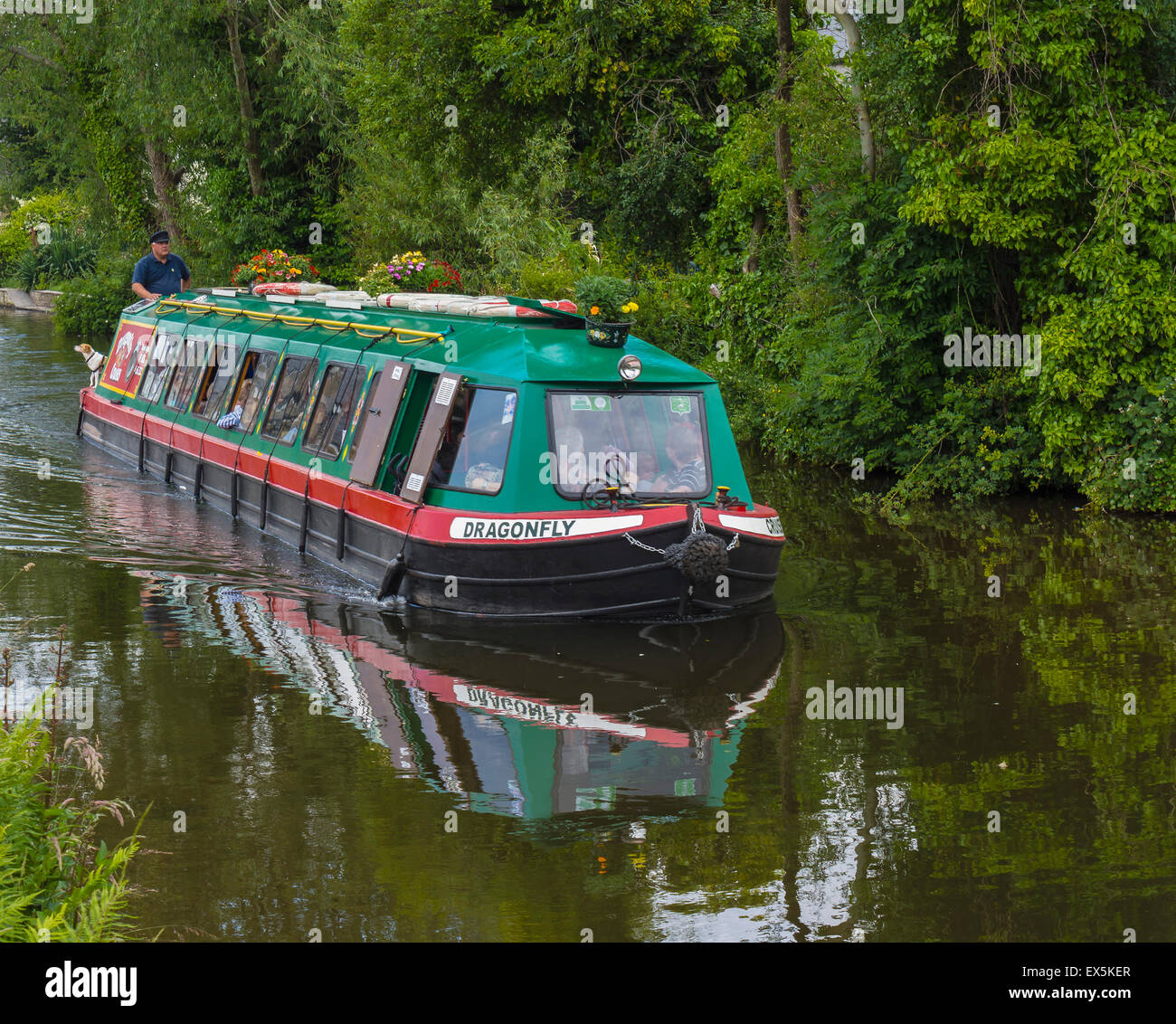 Excursion en bateau sur le canal de Monmouthshire et Brecon Canal, (Mon & Brec), près de Brecon, Powys, Wales, UK Banque D'Images