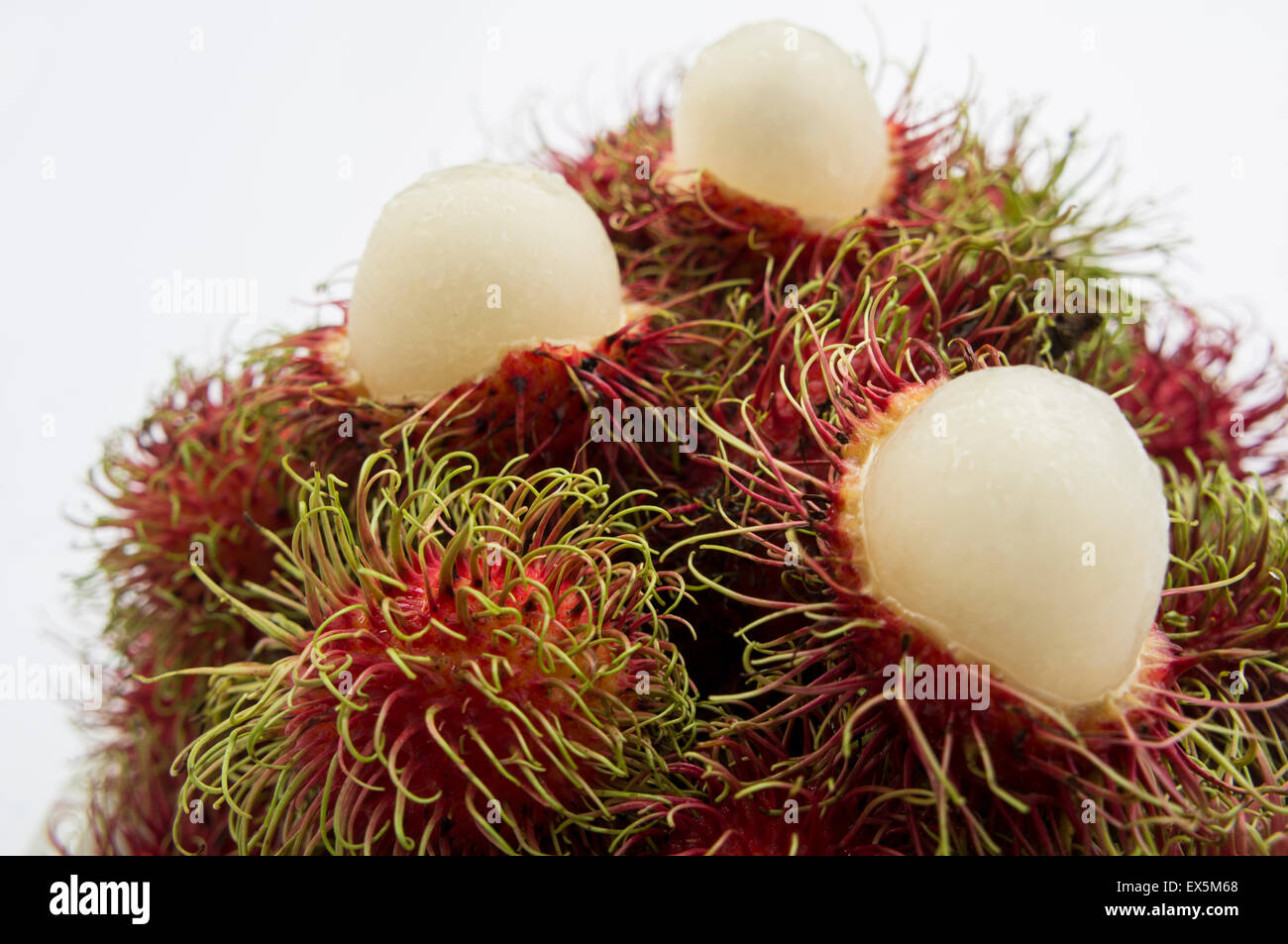 Tropical Fruits ramboutan close up sweet Thai rouge Banque D'Images