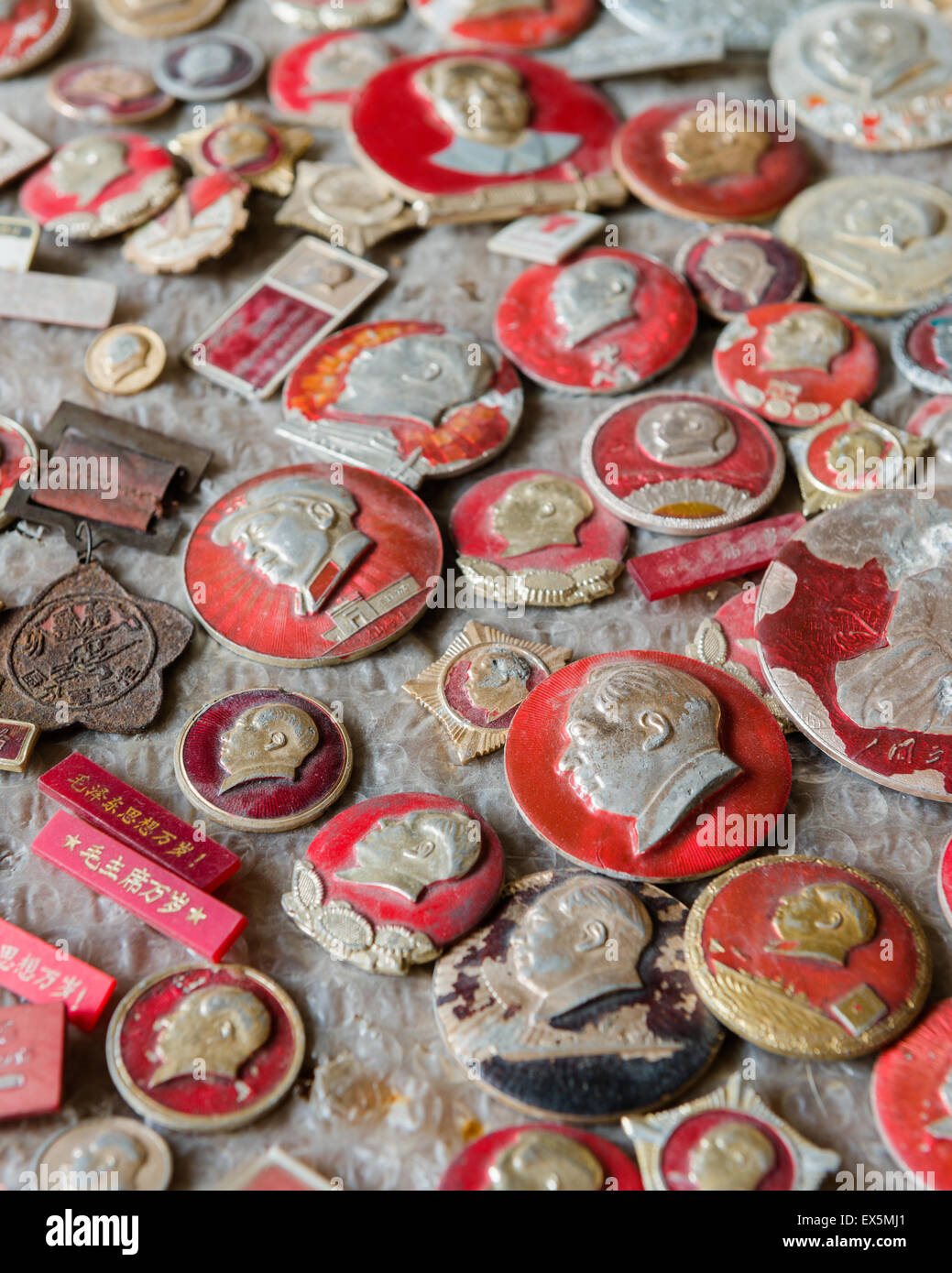 Collection d'insignes de la Chine de Mao Banque D'Images