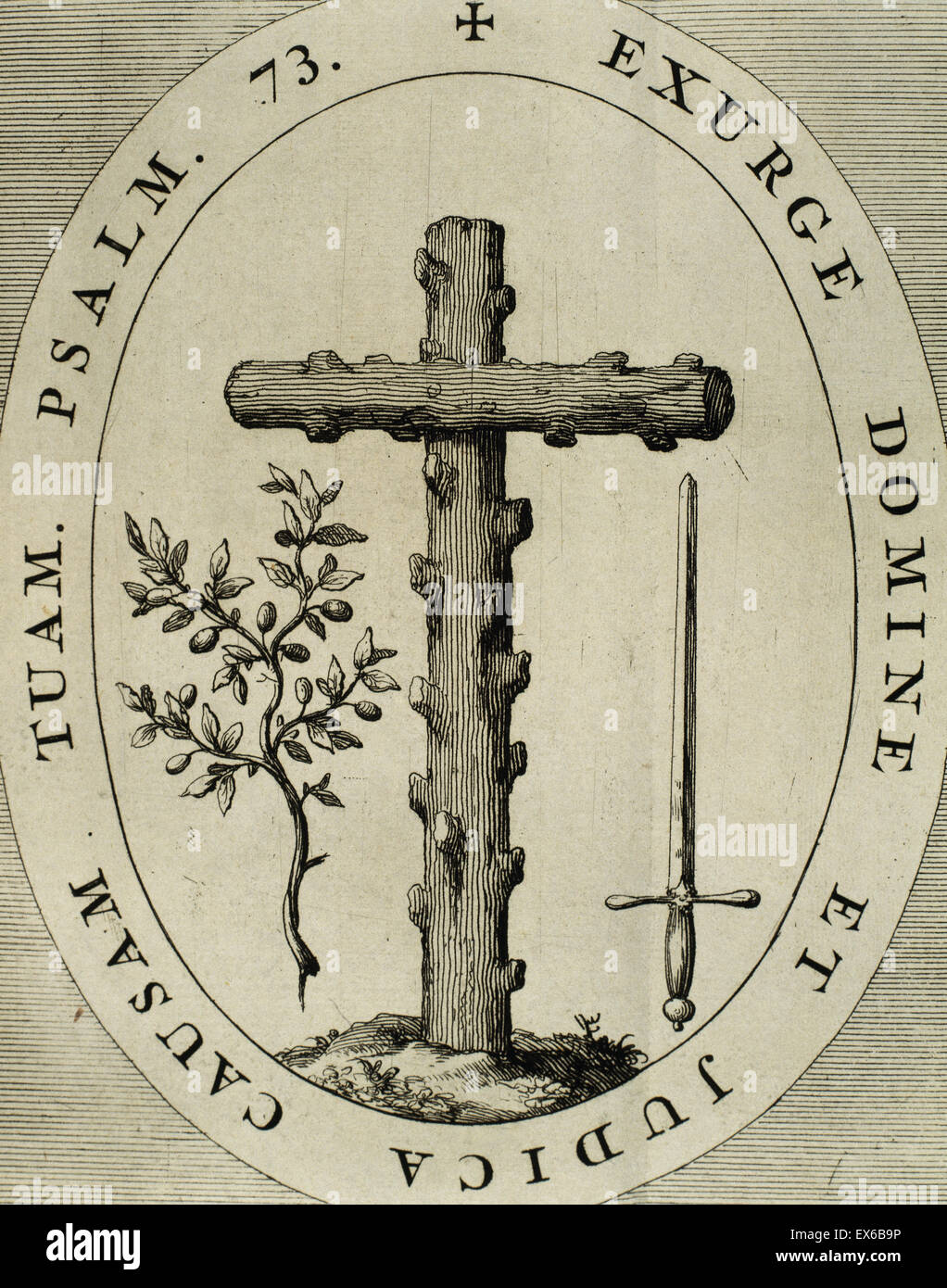 L'emblème de l'Inquisition. Gravure, 1692. Banque D'Images