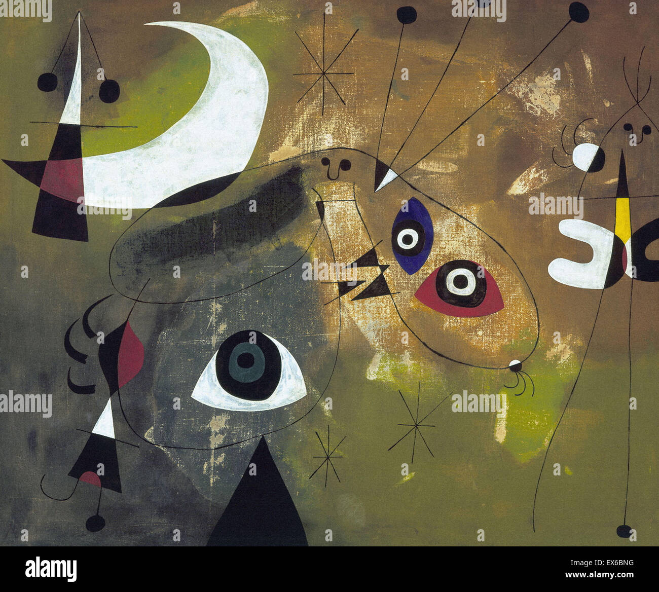 Personnage Joán Miró Peinture (et de la Lune) Banque D'Images