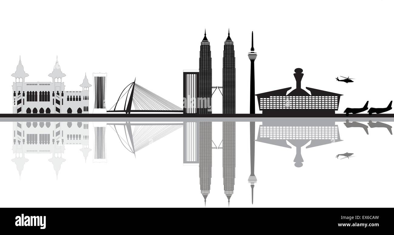 Horizon de la ville Kuala Lumpur Malaisie Illustration de Vecteur