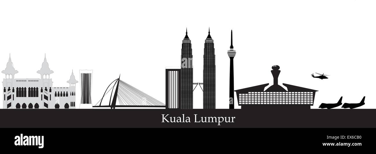 Horizon de la ville Kuala Lumpur Malaisie Illustration de Vecteur