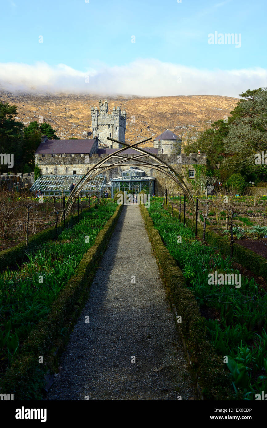 Château de Glenveagh National Park Donegal walled garden scenery paysage pittoresque tourisme donnent sur RM vue Irlande Banque D'Images