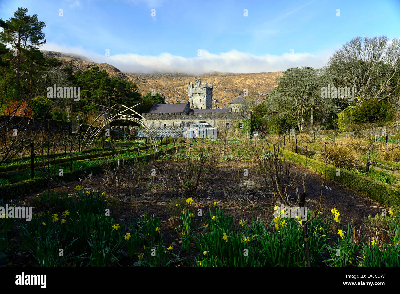 Château de Glenveagh National Park Donegal walled garden scenery paysage pittoresque tourisme donnent sur RM vue Irlande Banque D'Images