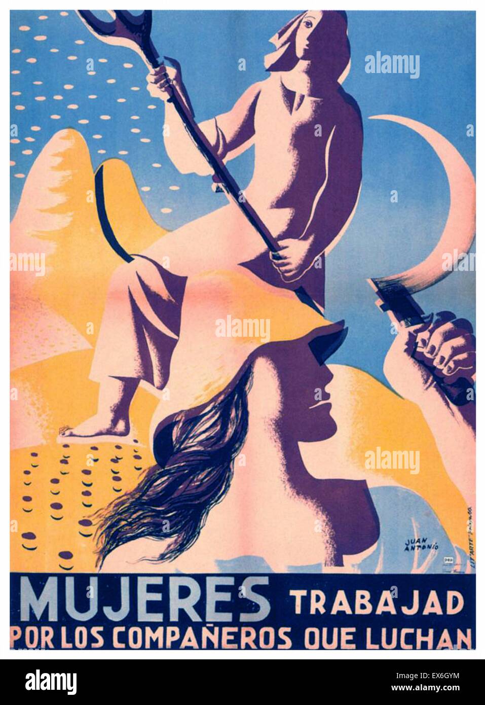 Guerre civile espagnole la propagande républicaine affiche représentant les femmes d'ouvriers agricoles Banque D'Images