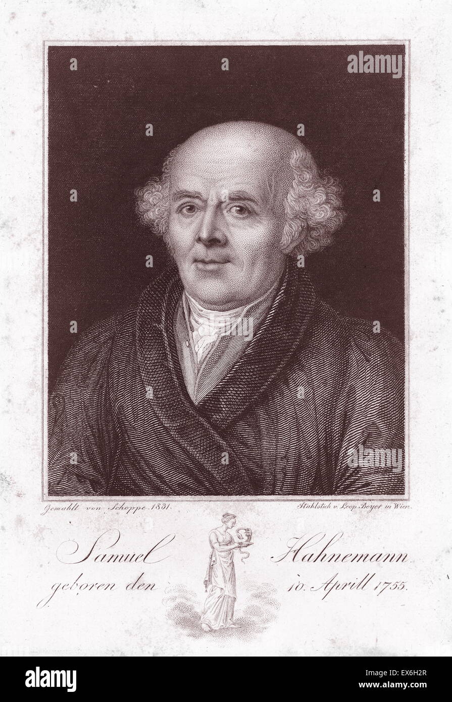 Samuel Hahnemann (1755-1843) qui était un médecin allemand et le fondateur de l'homéopathie. Datée 1820 Banque D'Images