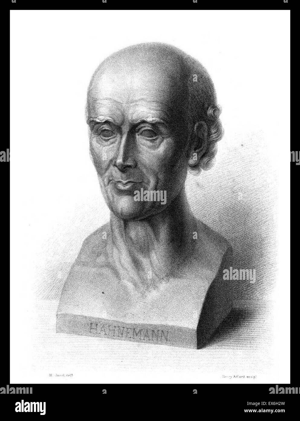 Samuel Hahnemann (1755-1843) qui était un médecin allemand et le fondateur de l'homéopathie. Imprimer satirique par Ch. Nanteuil intitulée "méthode homoeopathique (similia similibus)' Banque D'Images