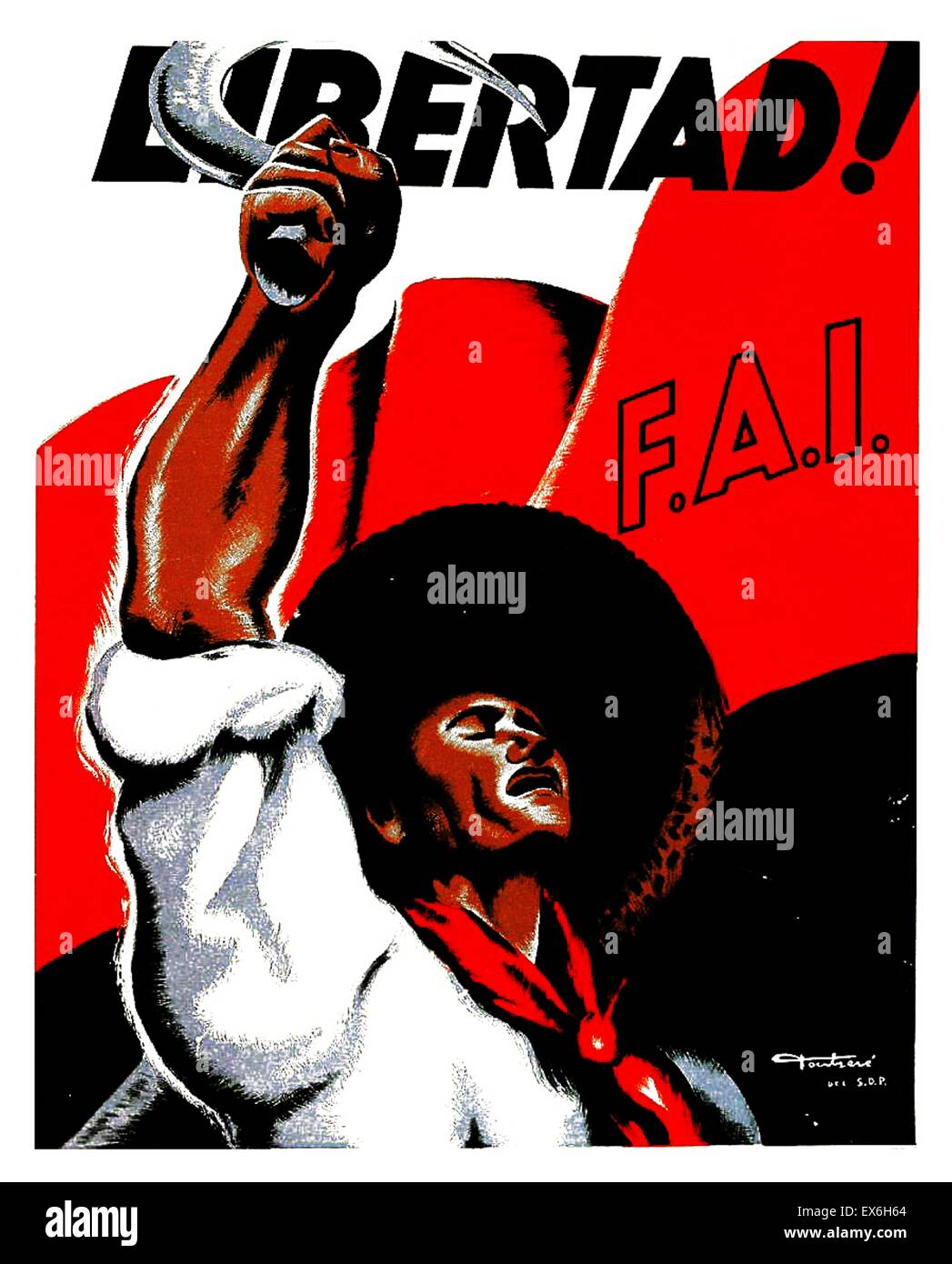 Guerre civile espagnole la propagande républicaine affiche représentant ouvrier agricole Banque D'Images