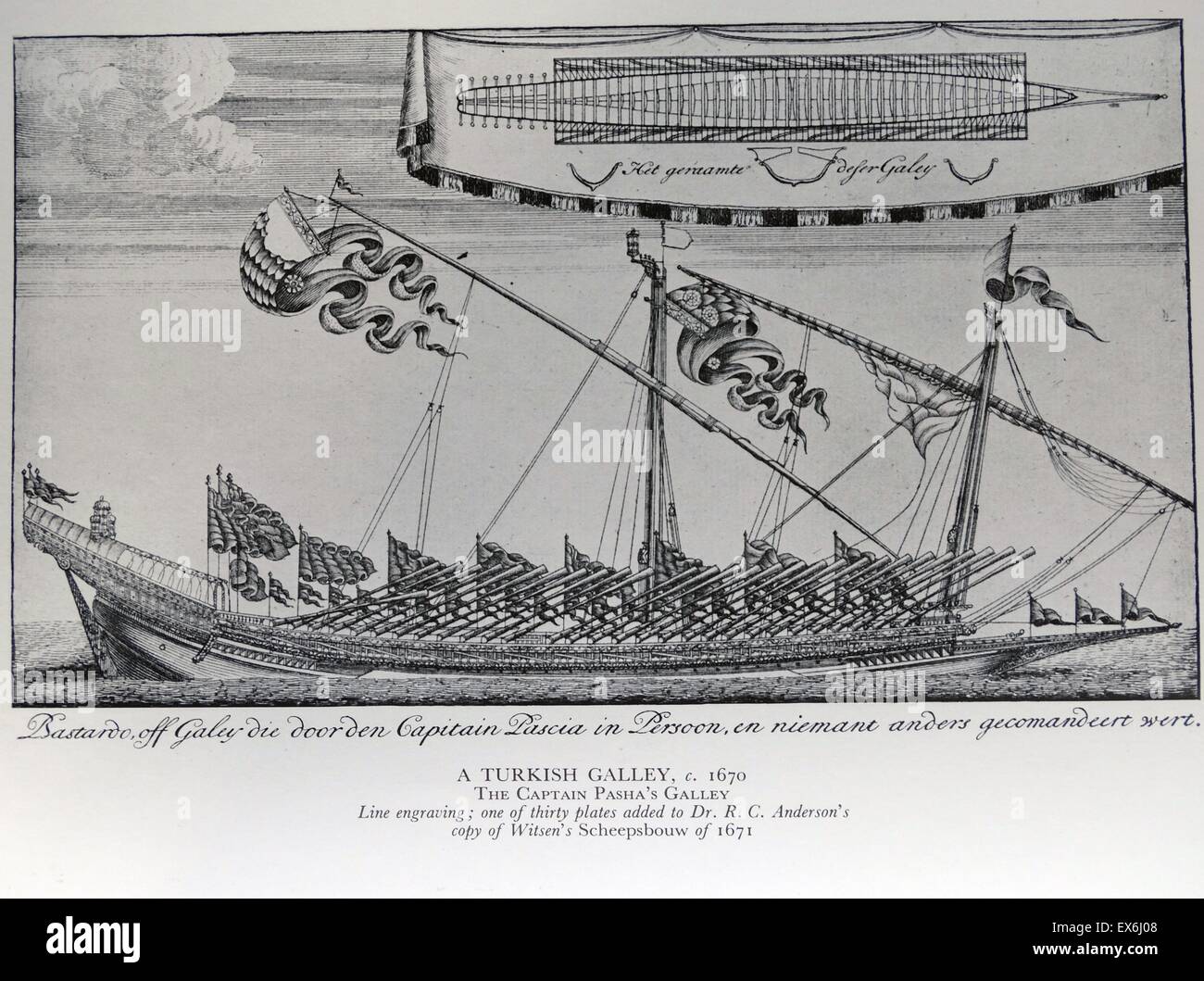 La gravure de la ligne Le Capitaine turc Pasha's Gallery. Datée 1670 Banque D'Images