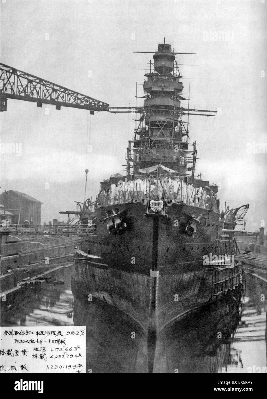 Le cuirassé japonais Kongo en reconstruction, Yokosuka, Japon, 1931 Banque D'Images