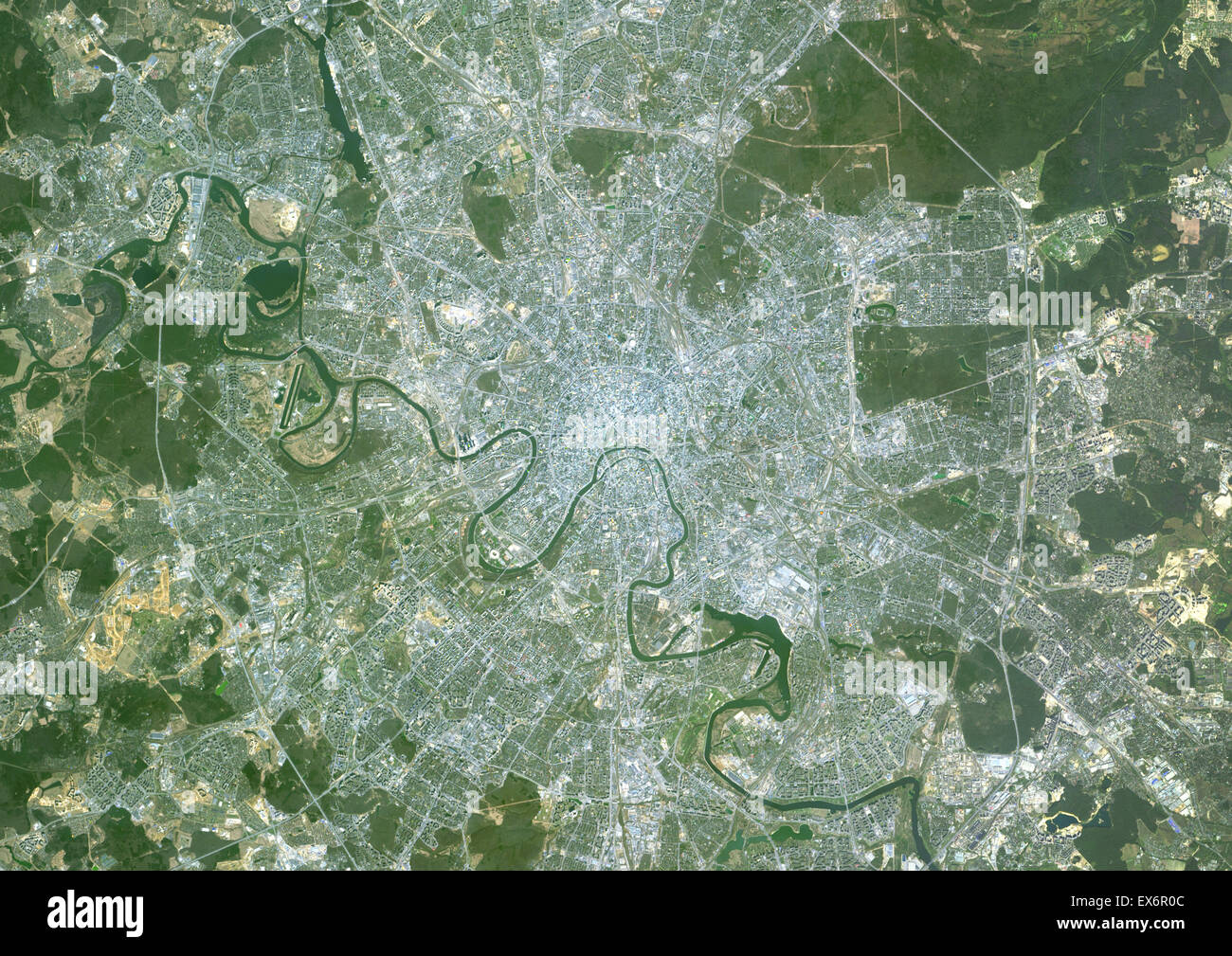 Color image satellite de Moscou, Russie. Image prise le 21 avril 2014 avec les données de Landsat 8. Banque D'Images