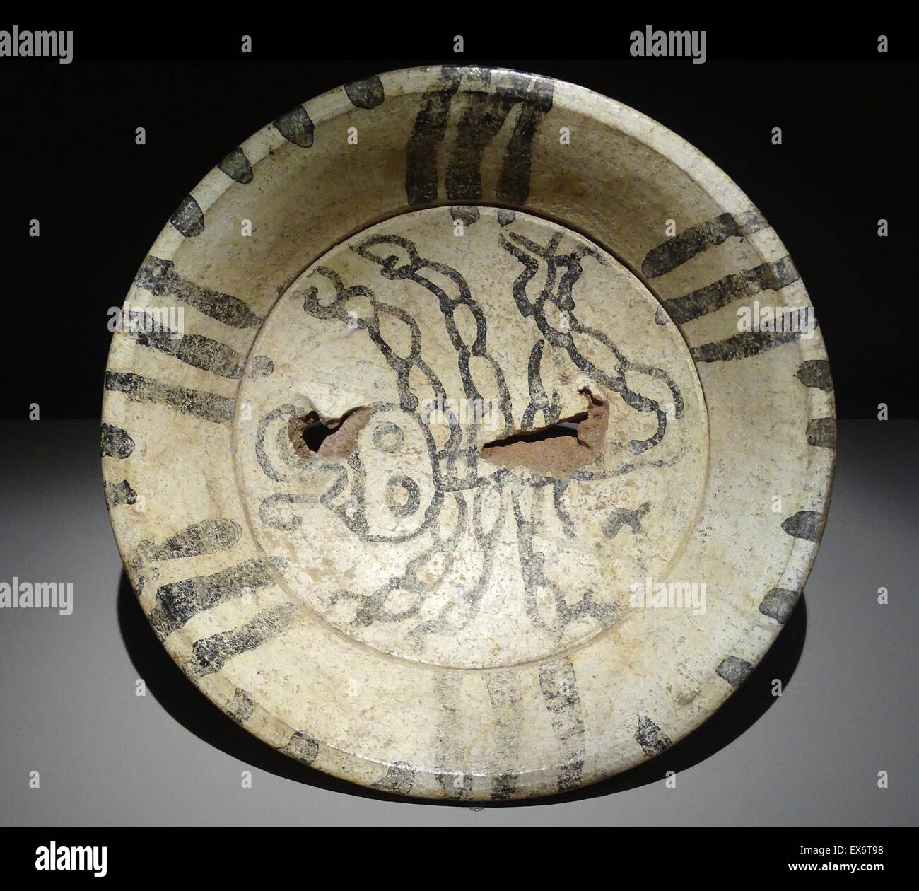 Plaque polychrome. Provenance inconnue. (600-900 AD) Maya la tuile. Banque D'Images