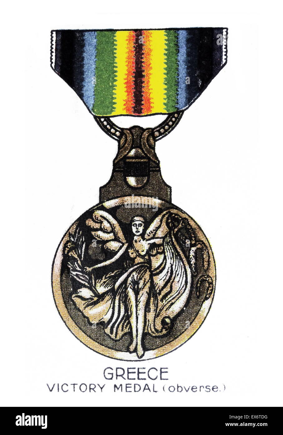 L'Inter-Allied Médaille de la Victoire (avers) est une médaille de campagne émis par la Grèce, commémorant la victoire des Alliés dans la Première Guerre mondiale. Banque D'Images