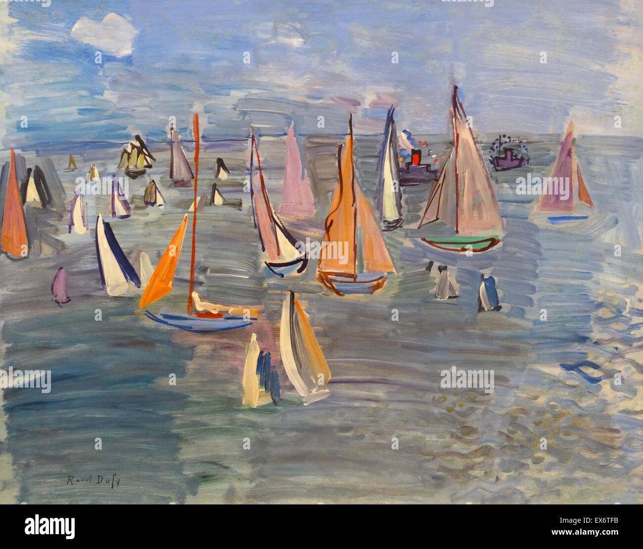 Régates par Raoul Dufy (1877-1953). Huile sur toile, 1935. Dufy était un peintre fauviste français qui a mis au point un style décoratif coloré, qui est rapidement devenue à la mode. Banque D'Images