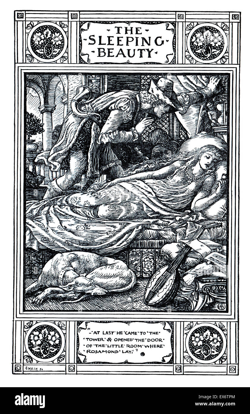Illustration frontispice de la beauté de sommeil, (1882) par l'illustrateur Walter Crane Banque D'Images